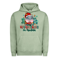 Pigment Oil Green i want a hippopotamus for christmas Urban Hoodie - MaliasSmallBusiness