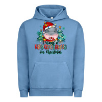 Pigment Pebble Blue i want a hippopotamus for christmas Urban Hoodie - MaliasSmallBusiness