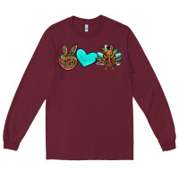 Burgundy peace love thanksgiving turkey Long Sleeve Tee - RanaPortraitStore