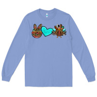 Colony Blue peace love thanksgiving turkey Long Sleeve Tee - RanaPortraitStore