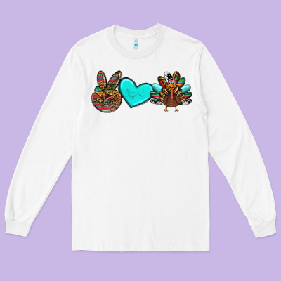 Peace Love Thanksgiving Turkey Long Sleeve Tee Designed By Ranaportraitstore