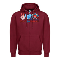 Burgundy peace love america Zipper Hoodie - HRA Design Shop
