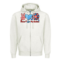 Oatmeal Heather peace love america Zipper Hoodie - HRA Design Shop