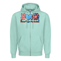 Seafoam peace love america Zipper Hoodie - HRA Design Shop