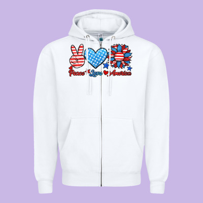 Peace Love America Zipper Hoodie Designed By Hra Design Shop