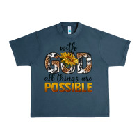 Midnight Navy with god al things ara possible Urban Heavy Tee - texasbilliewilder
