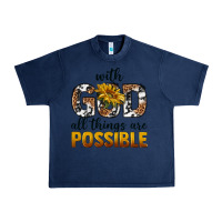 Navy with god al things ara possible Urban Heavy Tee - texasbilliewilder