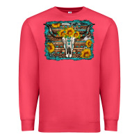 Cardinal longhorn bull skull western turquoise background Premium Sweatshirt - Artiststas