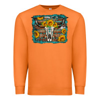 Carrot longhorn bull skull western turquoise background Premium Sweatshirt - Artiststas