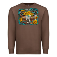 Chestnut longhorn bull skull western turquoise background Premium Sweatshirt - Artiststas