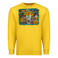 Lemon longhorn bull skull western turquoise background Premium Sweatshirt - Artiststas