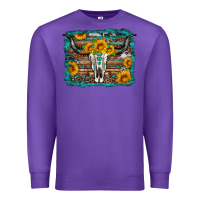 Purple longhorn bull skull western turquoise background Premium Sweatshirt - Artiststas