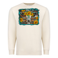 Sandshell longhorn bull skull western turquoise background Premium Sweatshirt - Artiststas
