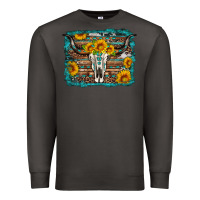Smoke longhorn bull skull western turquoise background Premium Sweatshirt - Artiststas