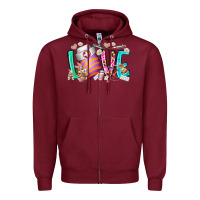Burgundy love easter day nurse Zipper Hoodie - RacoonDesign