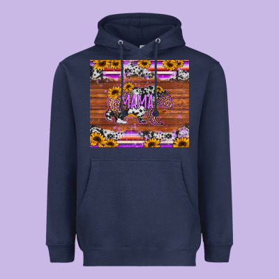 Mama Bear Sunflowers Purple Heavyweight Hoodie Designed By Jasminsmagicworld