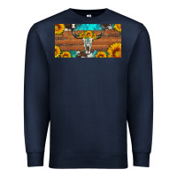 Navy longhorn bull skull license plate Premium Sweatshirt - Artiststas
