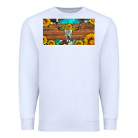 White longhorn bull skull license plate Premium Sweatshirt - Artiststas