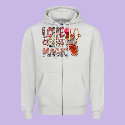 Love Is The Closet Thing To Magic Zipper Hoodie Designed By Racoondesign
