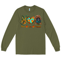 Army Green peace love thankful Long Sleeve Tee - RanaPortraitStore