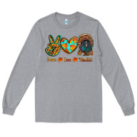 Heather Grey peace love thankful Long Sleeve Tee - RanaPortraitStore