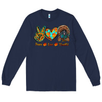 Navy peace love thankful Long Sleeve Tee - RanaPortraitStore