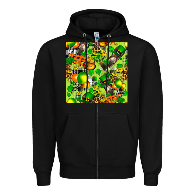 St. Patrick's Donkey With Shamrock Seamless Zipper Hoodie by FaDigitalArtStudio | Teevron