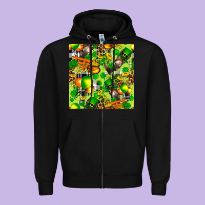 St. Patrick's Donkey With Shamrock Seamless Zipper Hoodie Designed By Fadigitalartstudio