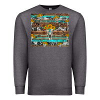 Charcoal Heather longhorn bull skull cowhide leopard turquoise Premium Sweatshirt - Artiststas