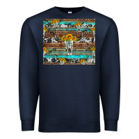 Navy longhorn bull skull cowhide leopard turquoise Premium Sweatshirt - Artiststas