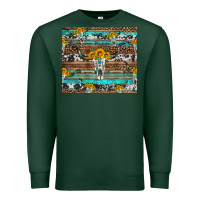 Sports Green longhorn bull skull cowhide leopard turquoise Premium Sweatshirt - Artiststas