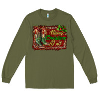Army Green merry christmas y'all boots Long Sleeve Tee - RanaPortraitStore