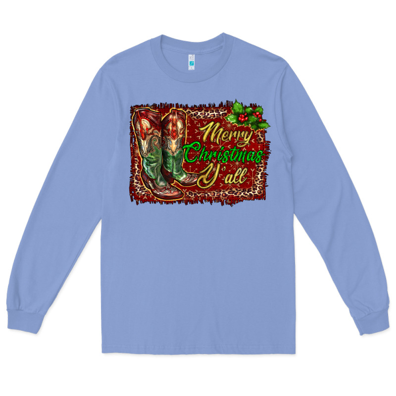 Merry Christmas Y'all Boots Long Sleeve Tee by RanaPortraitStore | Teevron