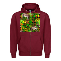 Burgundy St. Patrick's Donkey With Leprechaun Hat Seamless Zipper Hoodie - FaDigitalArtStudio