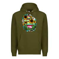 Army Green Georgia Map Sunflower Cactus Serape Premium Hoodie - RanaPortraitStore