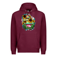 Burgundy Georgia Map Sunflower Cactus Serape Premium Hoodie - RanaPortraitStore