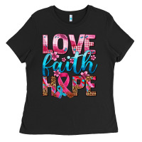 Black love faith hope with cancer ribbon  ado Ladies Tee - AdoDesignShop