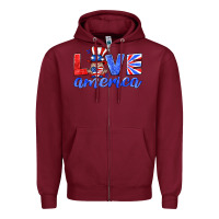 Burgundy love america gnome Zipper Hoodie - HRA Design Shop