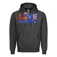 Charcoal Heather love america gnome Zipper Hoodie - HRA Design Shop