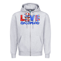 Heather Grey love america gnome Zipper Hoodie - HRA Design Shop