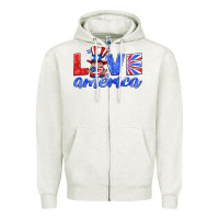 Oatmeal Heather love america gnome Zipper Hoodie - HRA Design Shop