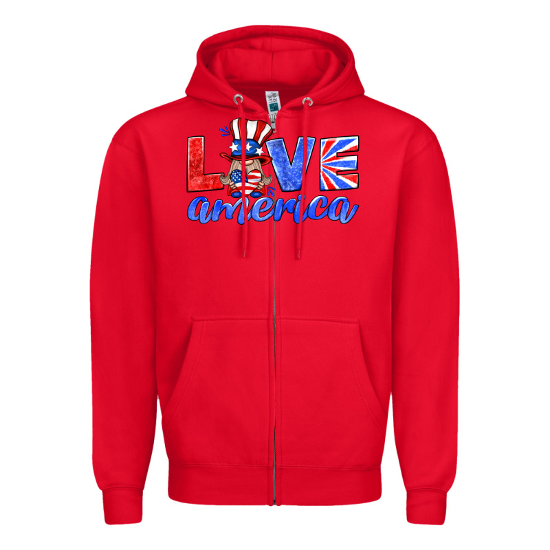 Love America Gnome Zipper Hoodie by HRA Design Shop | Teevron