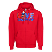 Red love america gnome Zipper Hoodie - HRA Design Shop