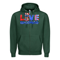 Sports Green love america gnome Zipper Hoodie - HRA Design Shop
