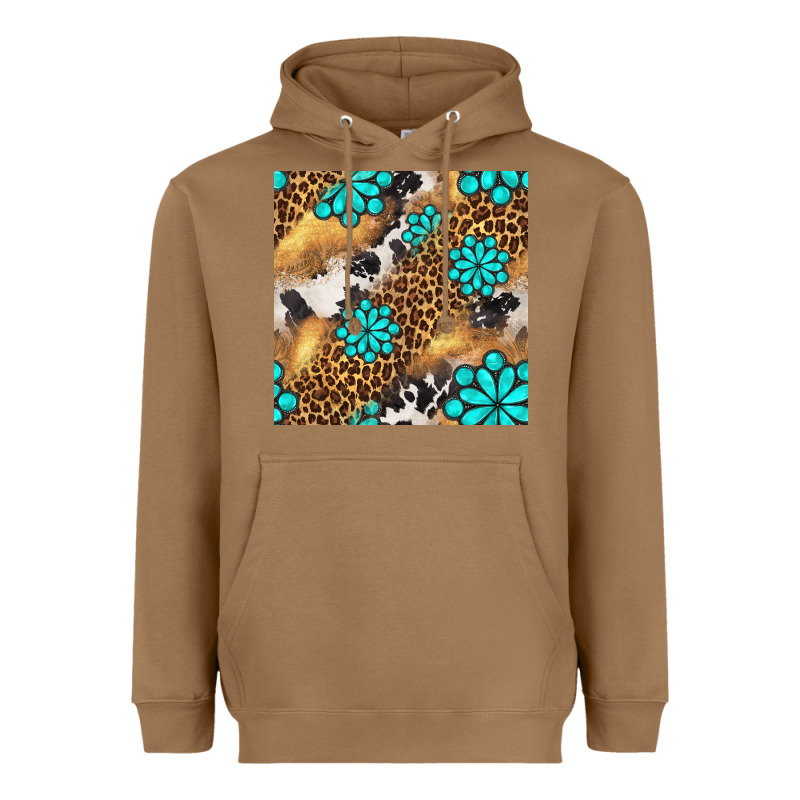Western Turquoise Gemstone Seamless Pattern Heavyweight Hoodie by BundleAndBundleShop | Teevron