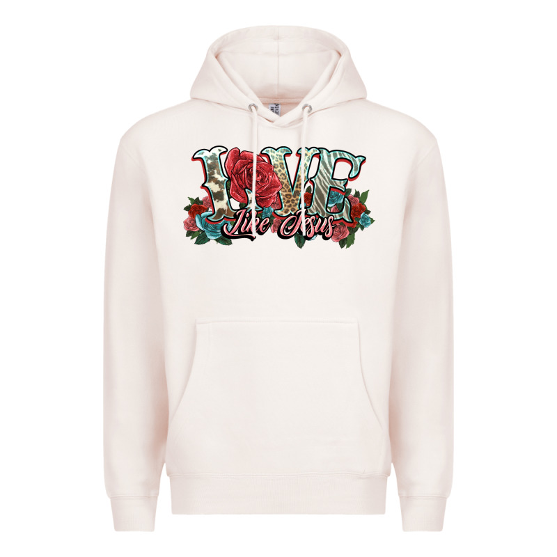 Love Like Jesus Roses Premium Hoodie by NancyCooperArtShop | Teevron
