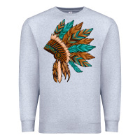 Heather Grey native american indian headdress Premium Sweatshirt - Artiststas
