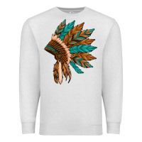 Oatmeal Heather native american indian headdress Premium Sweatshirt - Artiststas