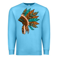 Ocean Blue native american indian headdress Premium Sweatshirt - Artiststas