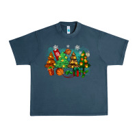 Midnight Navy christmas trees with basketball Urban Heavy Tee - Zillion Design Studio